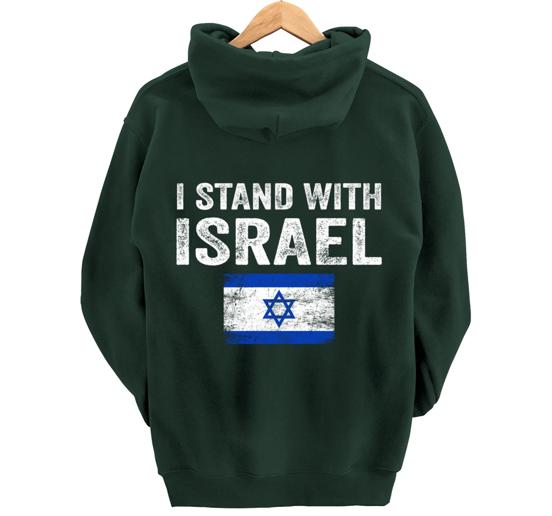 Support Israel I Stand With Israel Israeli Flag Pullover Hoodie