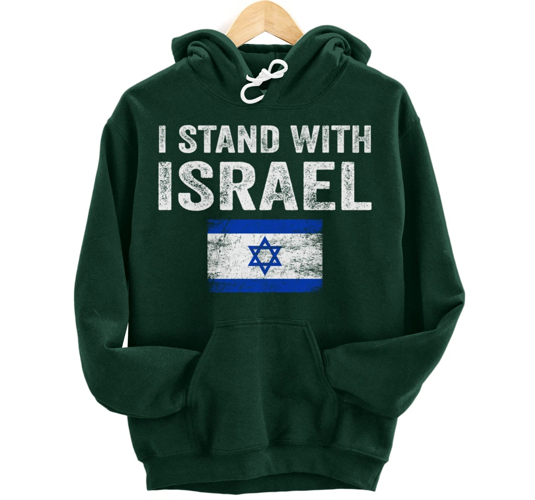 Support Israel I Stand With Israel Israeli Flag Pullover Hoodie