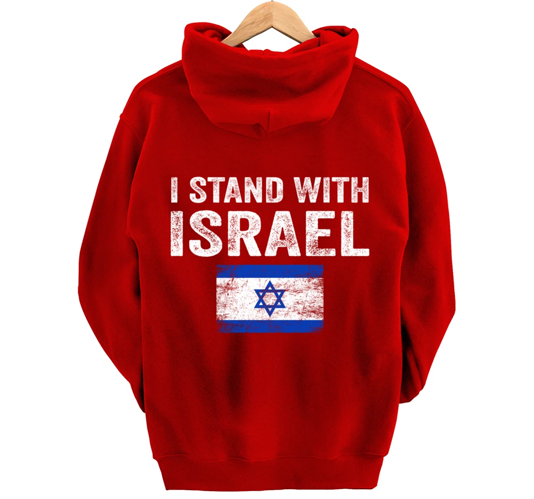 Support Israel I Stand With Israel Israeli Flag Pullover Hoodie