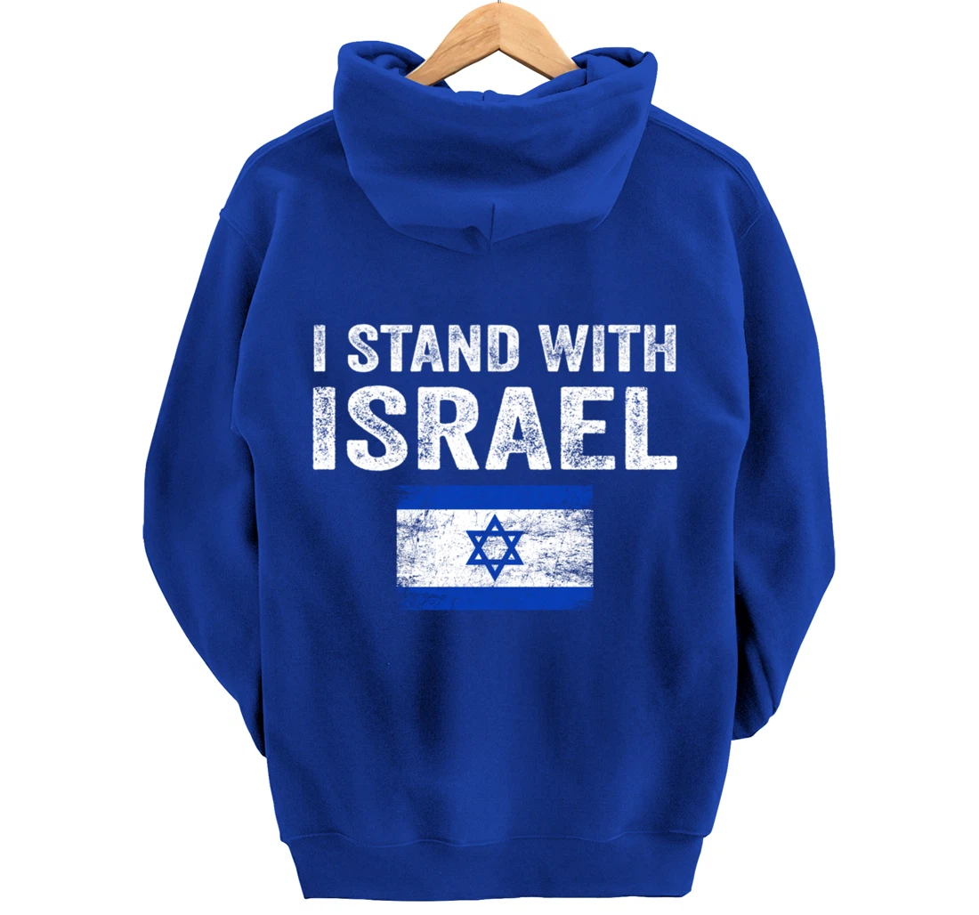 Support Israel I Stand With Israel Israeli Flag Pullover Hoodie