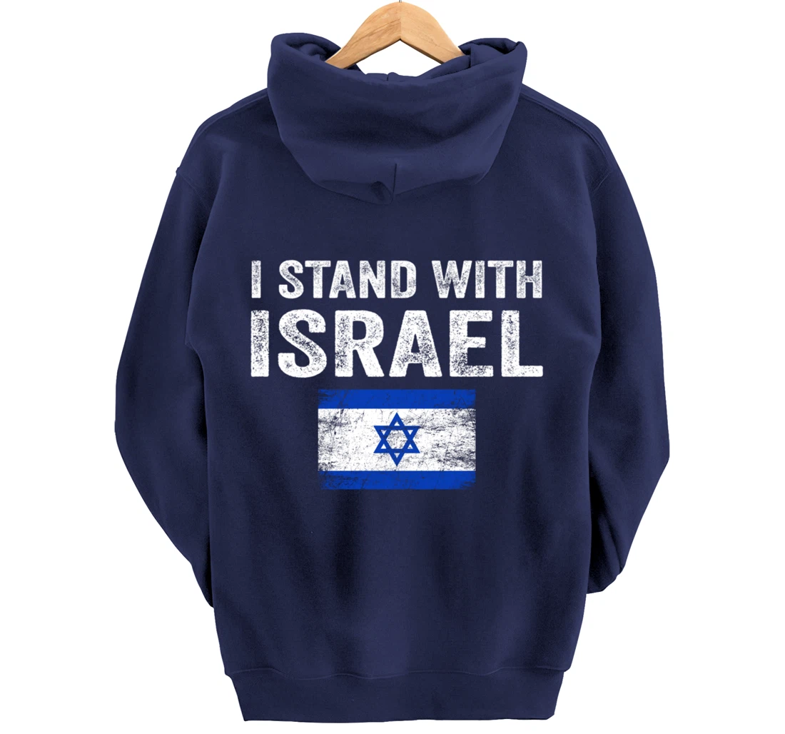 Support Israel I Stand With Israel Israeli Flag Pullover Hoodie