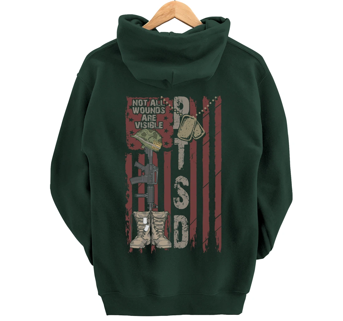 PTSD Not All Wounds Are Visible July 4th Veterans Day Gift Pullover Hoodie
