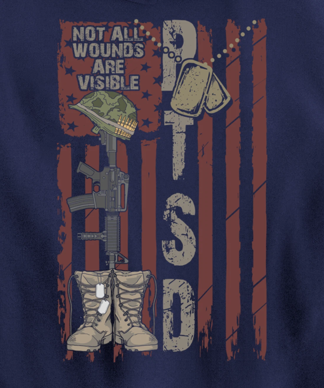 PTSD Not All Wounds Are Visible July 4th Veterans Day Gift Pullover Hoodie