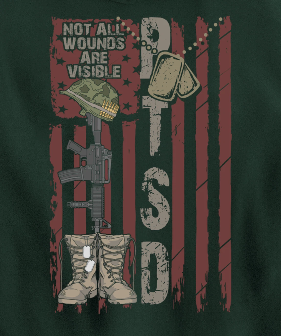 PTSD Not All Wounds Are Visible July 4th Veterans Day Gift Pullover Hoodie