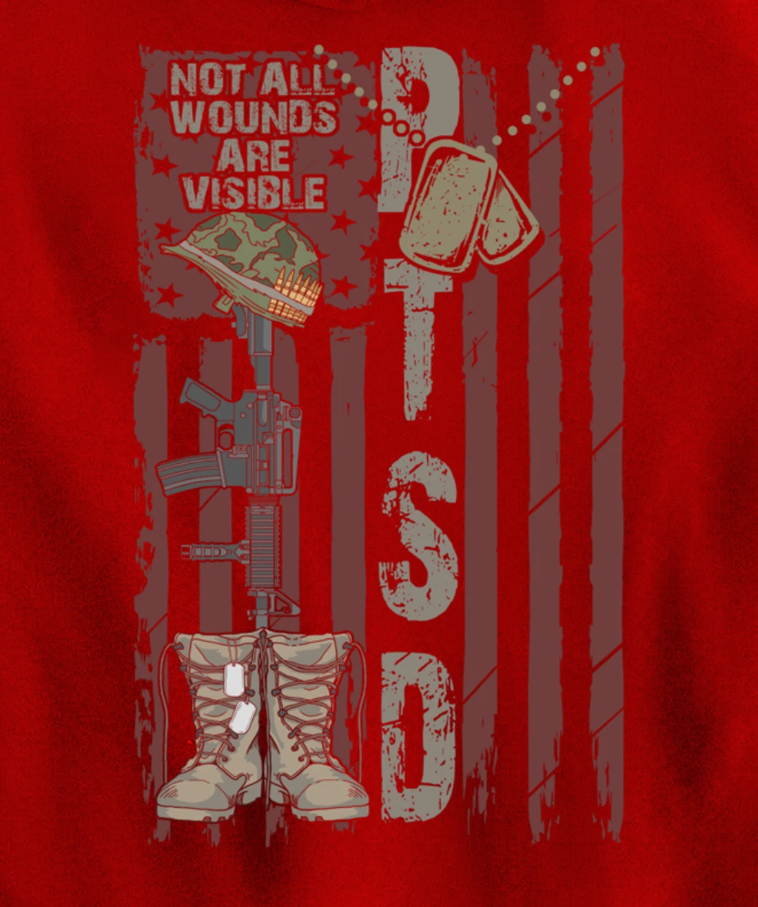 PTSD Not All Wounds Are Visible July 4th Veterans Day Gift Pullover Hoodie