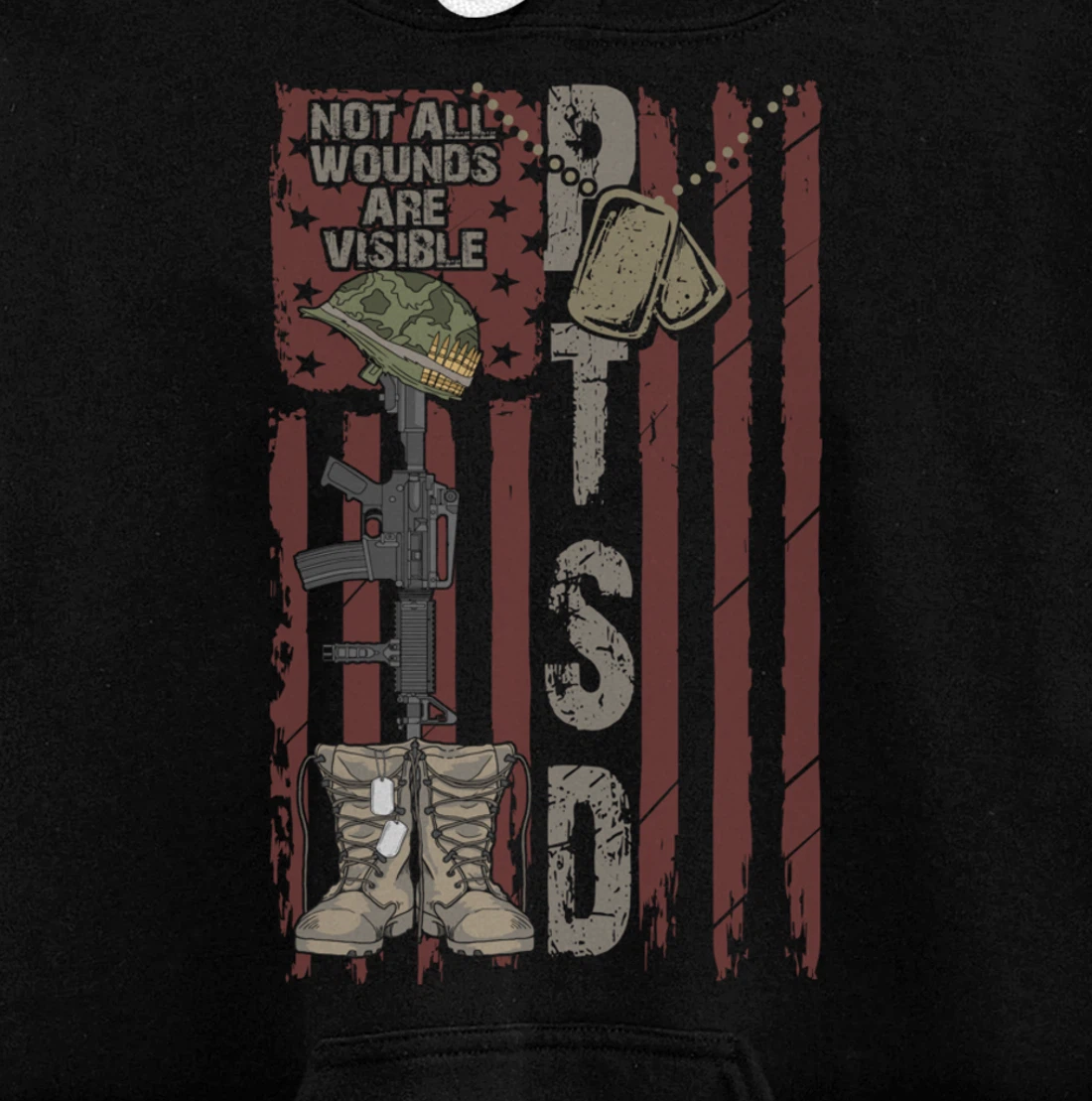 PTSD Not All Wounds Are Visible July 4th Veterans Day Gift Pullover Hoodie