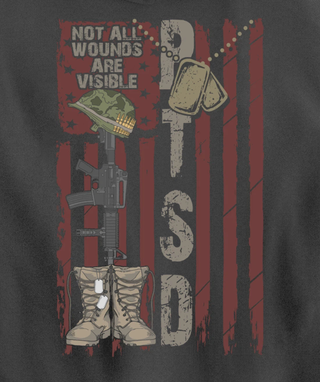 PTSD Not All Wounds Are Visible July 4th Veterans Day Gift Pullover Hoodie