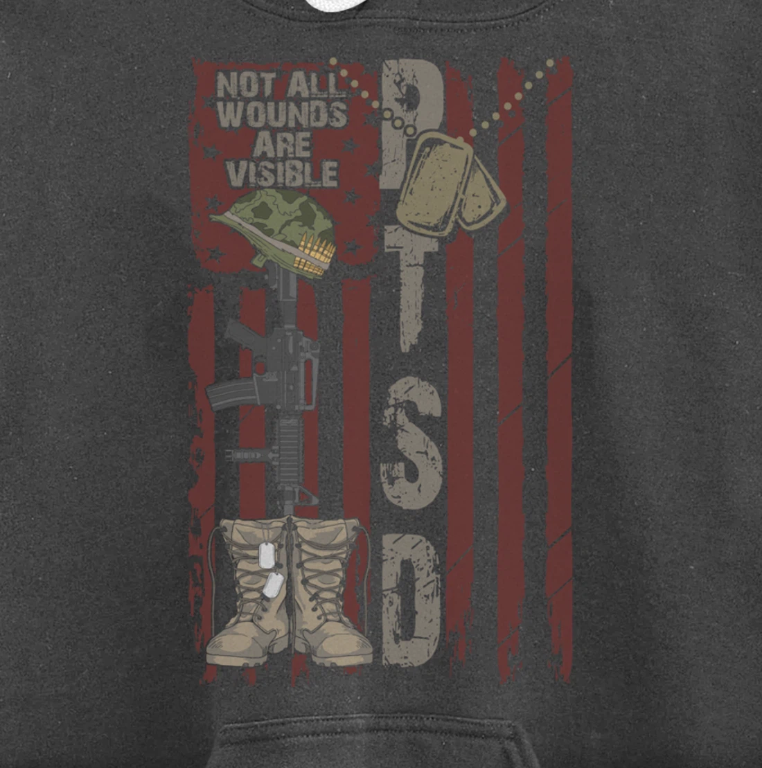 PTSD Not All Wounds Are Visible July 4th Veterans Day Gift Pullover Hoodie