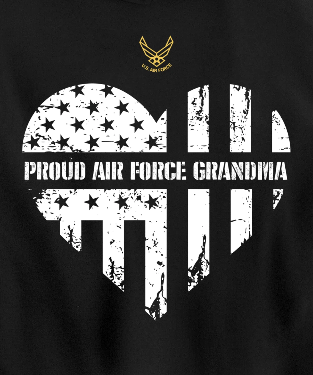 Proud Air Force Grandma American Flag Heart Veteran Gift Pullover Hoodie