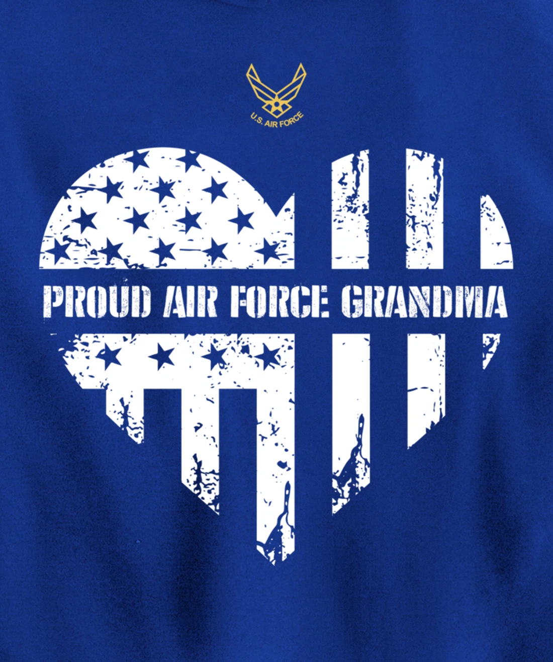 Proud Air Force Grandma American Flag Heart Veteran Gift Pullover Hoodie