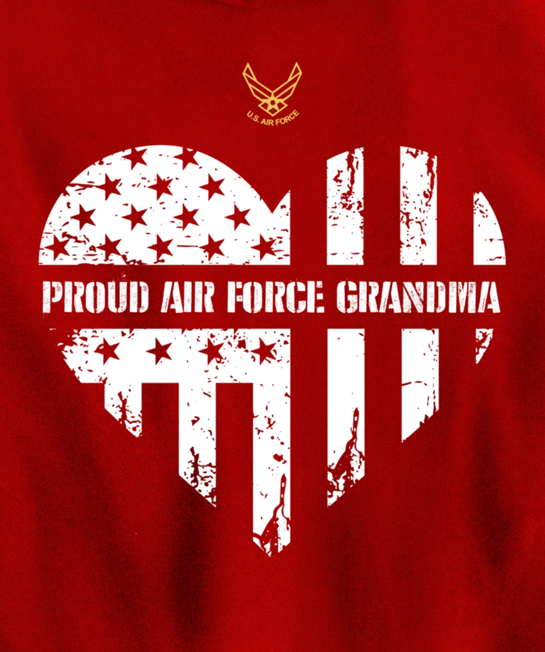 Proud Air Force Grandma American Flag Heart Veteran Gift Pullover Hoodie