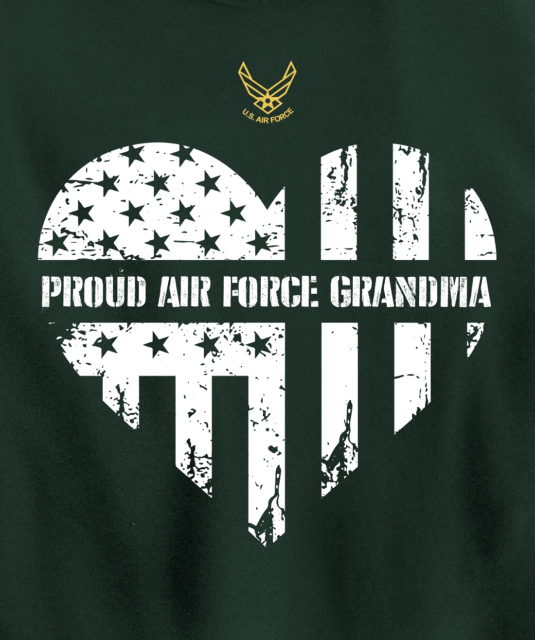 Proud Air Force Grandma American Flag Heart Veteran Gift Pullover Hoodie