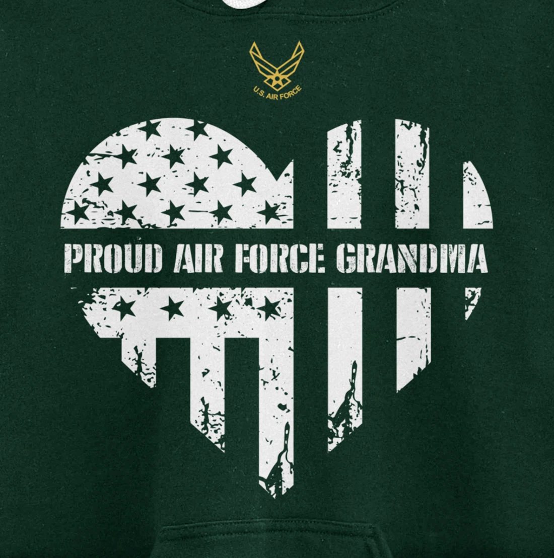 Proud Air Force Grandma American Flag Heart Veteran Gift Pullover Hoodie
