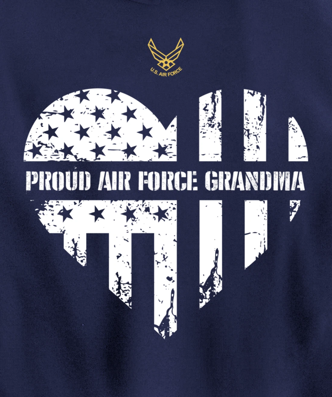 Proud Air Force Grandma American Flag Heart Veteran Gift Pullover Hoodie