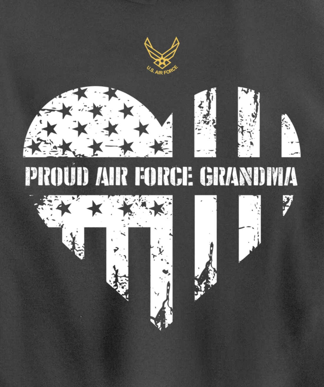 Proud Air Force Grandma American Flag Heart Veteran Gift Pullover Hoodie