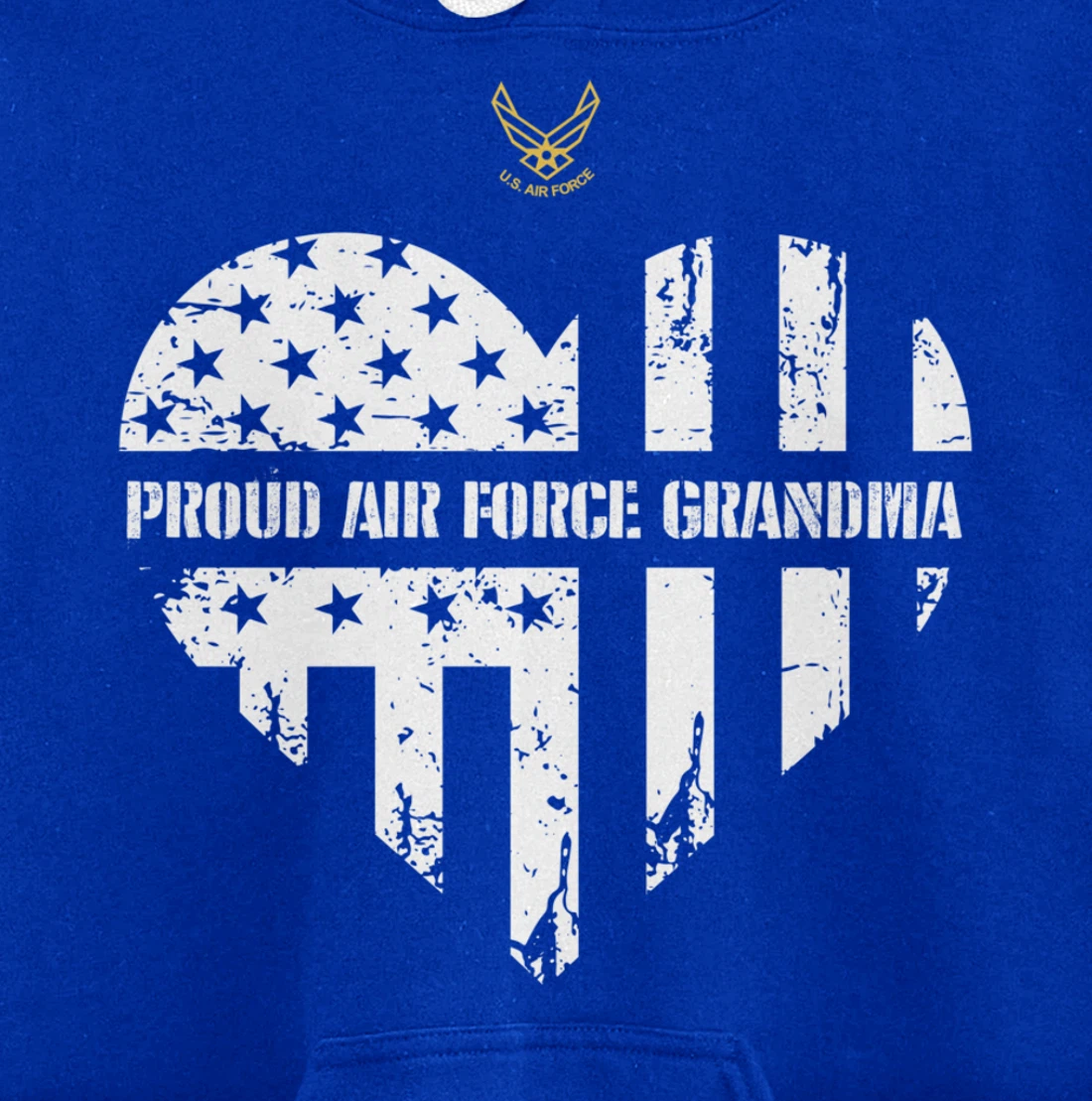 Proud Air Force Grandma American Flag Heart Veteran Gift Pullover Hoodie