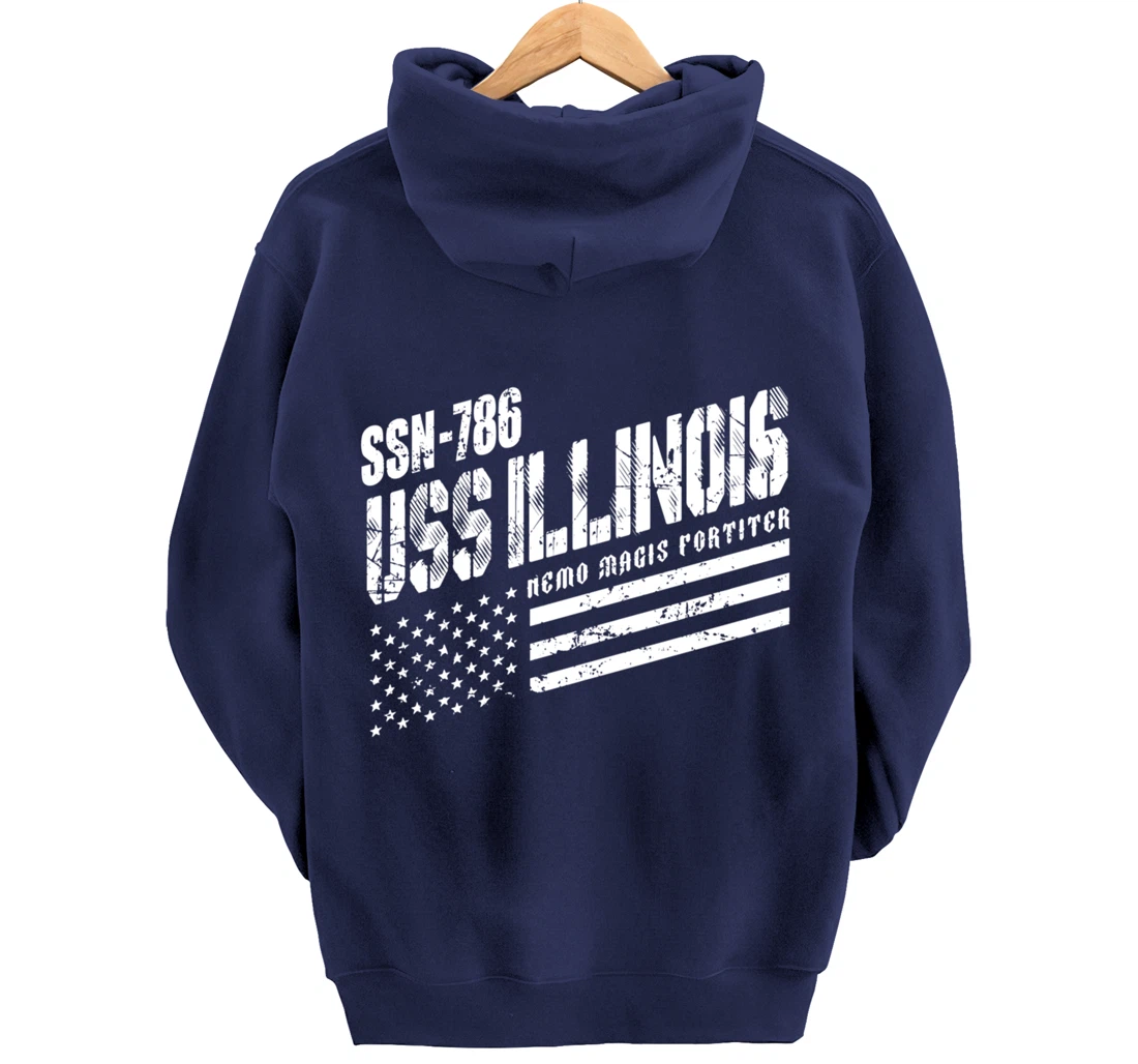Navy USS Illinois SSN 786 US Submarine Submariner Veteran Pullover Hoodie