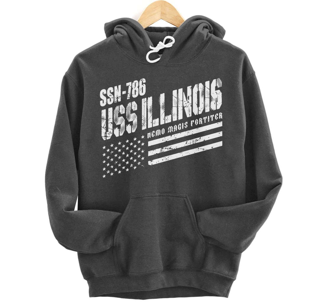 Navy USS Illinois SSN 786 US Submarine Submariner Veteran Pullover Hoodie