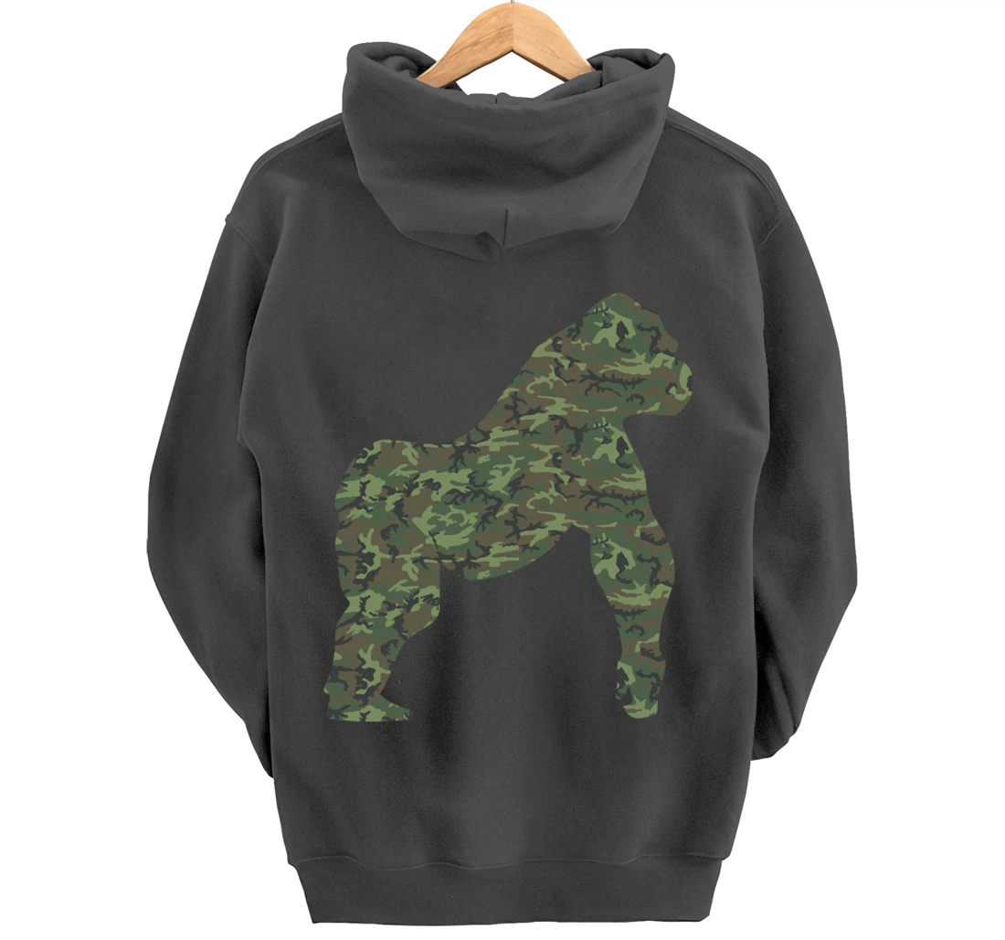 Military Gorilla Camo Print US Ape Animal Veteran Men Gift Pullover Hoodie