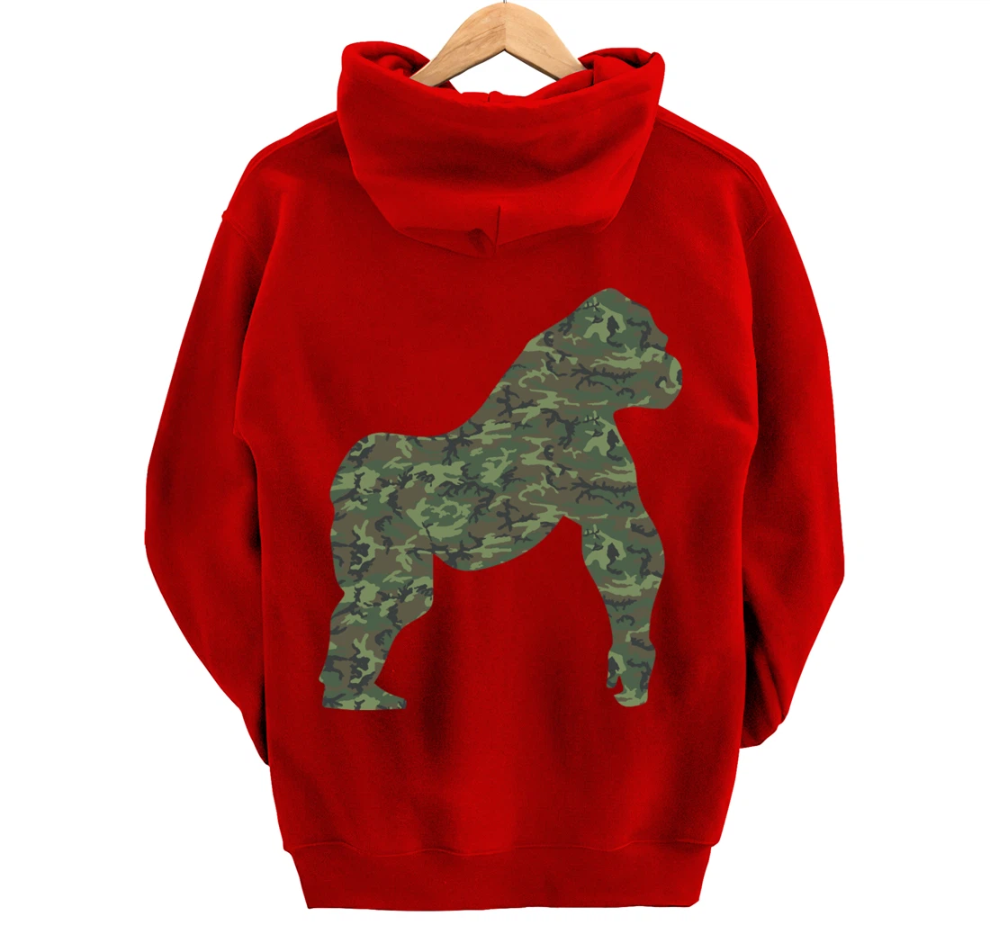 Military Gorilla Camo Print US Ape Animal Veteran Men Gift Pullover Hoodie