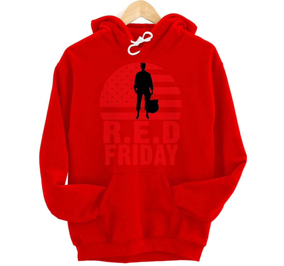 Red Friday Military Deployed Navy Soldier US Flag Veteran Pullover Hoodie