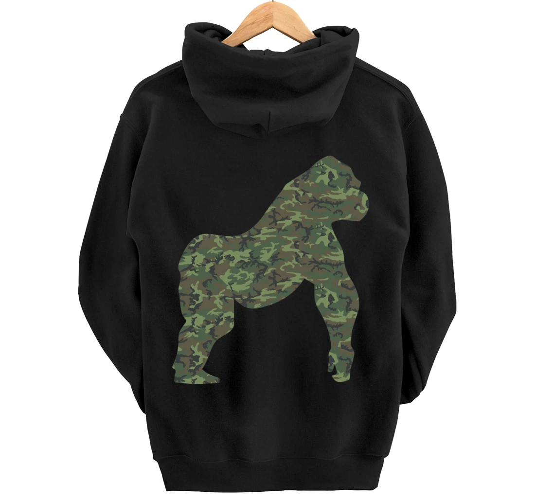 Military Gorilla Camo Print US Ape Animal Veteran Men Gift Pullover Hoodie