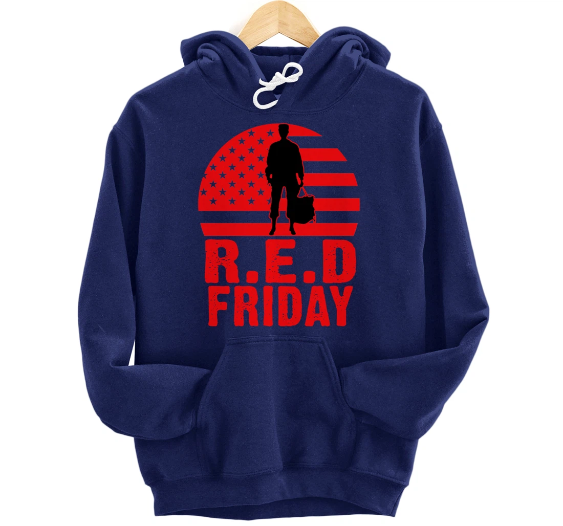Red Friday Military Deployed Navy Soldier US Flag Veteran Pullover Hoodie