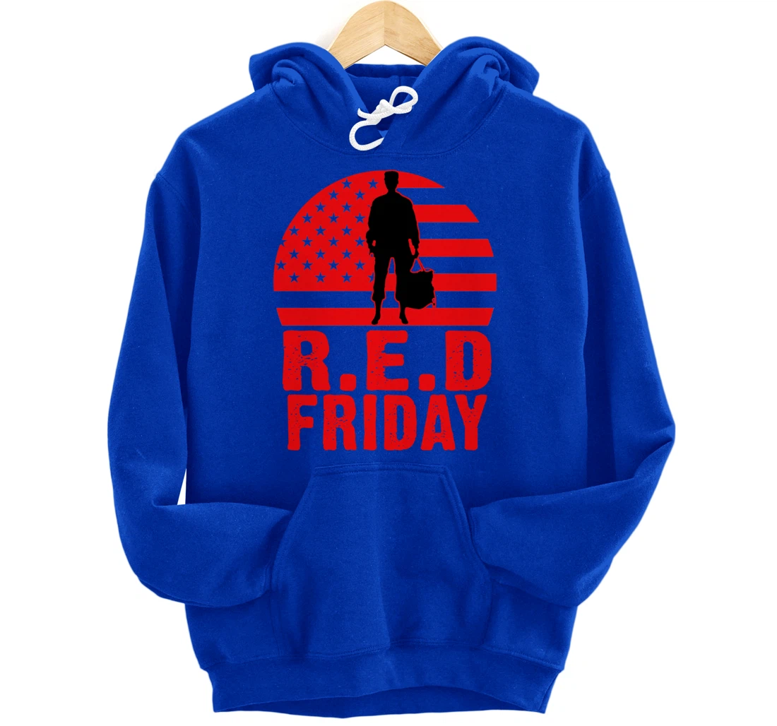 Red Friday Military Deployed Navy Soldier US Flag Veteran Pullover Hoodie