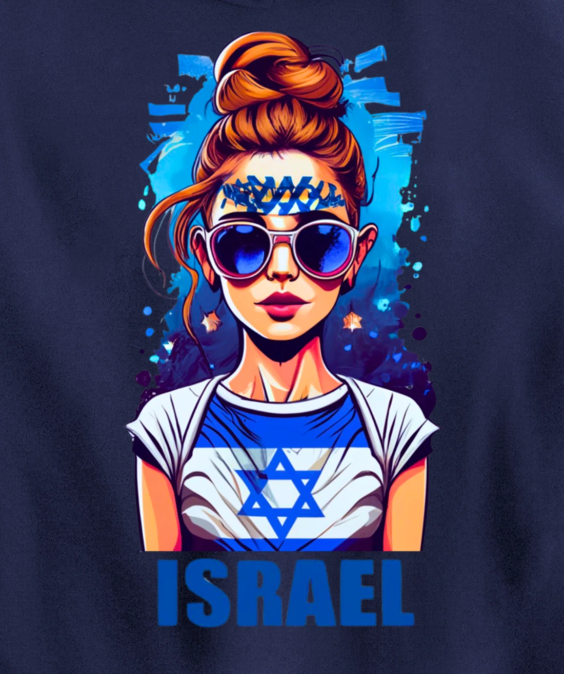 Womens Patriotic Israel Pride Israeli Flag Jewish Mom Girl Pullover Hoodie