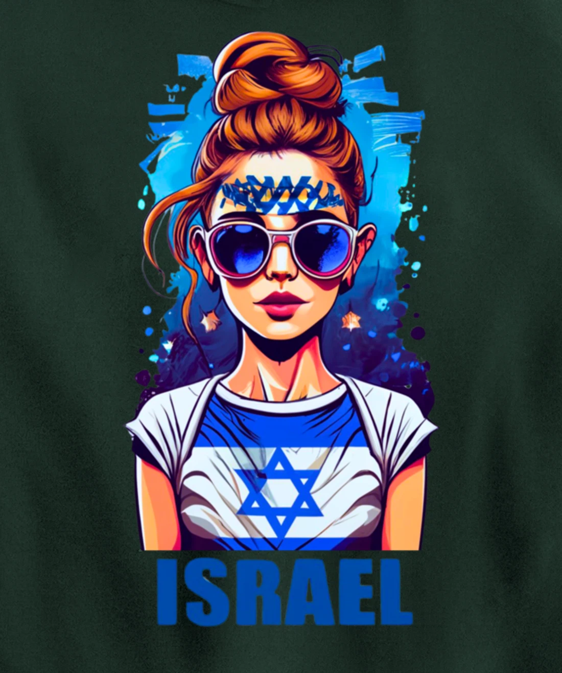 Womens Patriotic Israel Pride Israeli Flag Jewish Mom Girl Pullover Hoodie