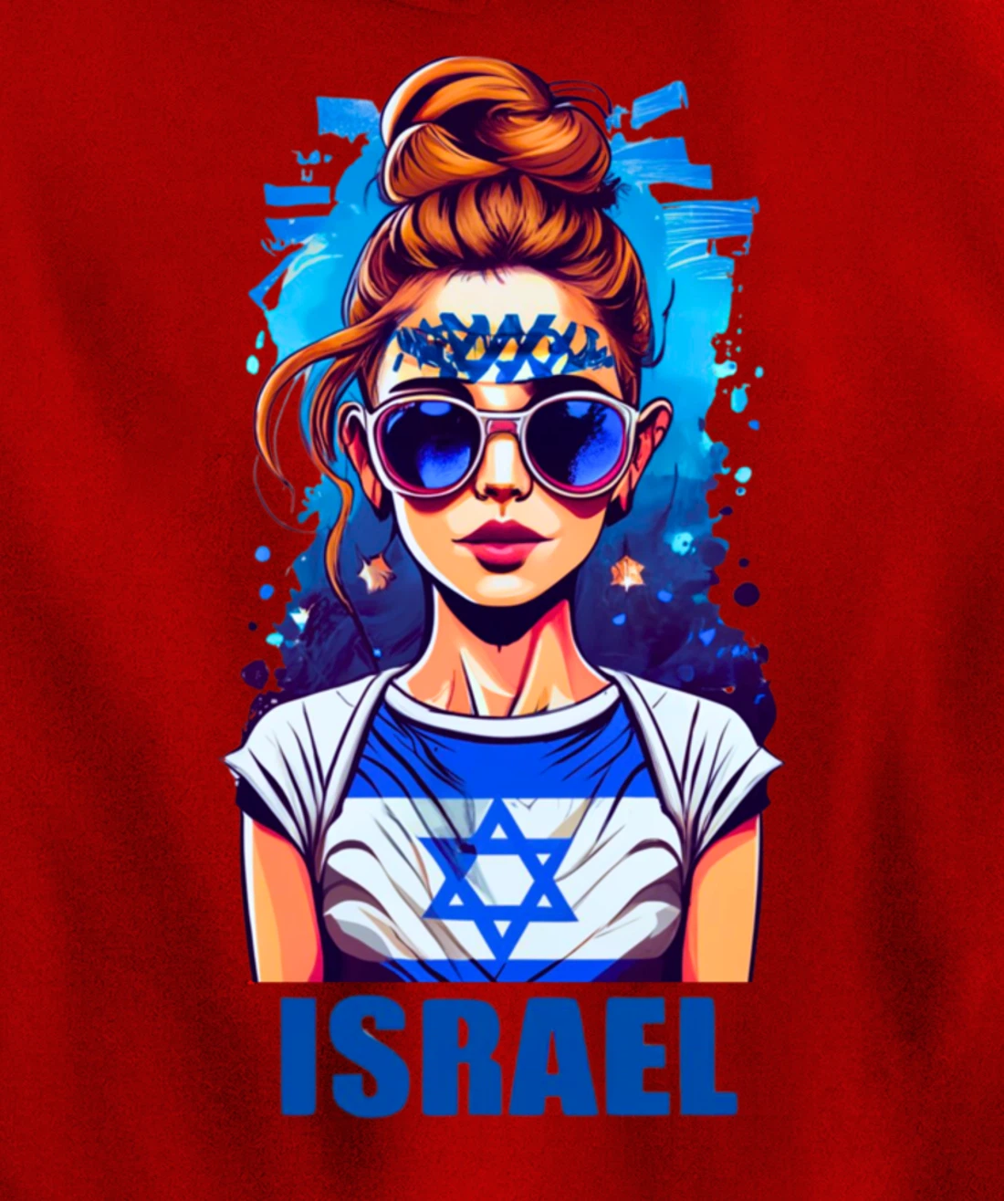 Womens Patriotic Israel Pride Israeli Flag Jewish Mom Girl Pullover Hoodie