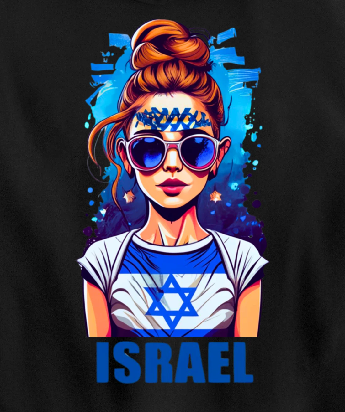 Womens Patriotic Israel Pride Israeli Flag Jewish Mom Girl Pullover Hoodie