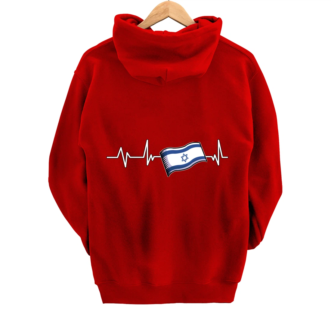 Flag Israel Heartbeat Flag Israel Gift Israel Pullover Hoodie