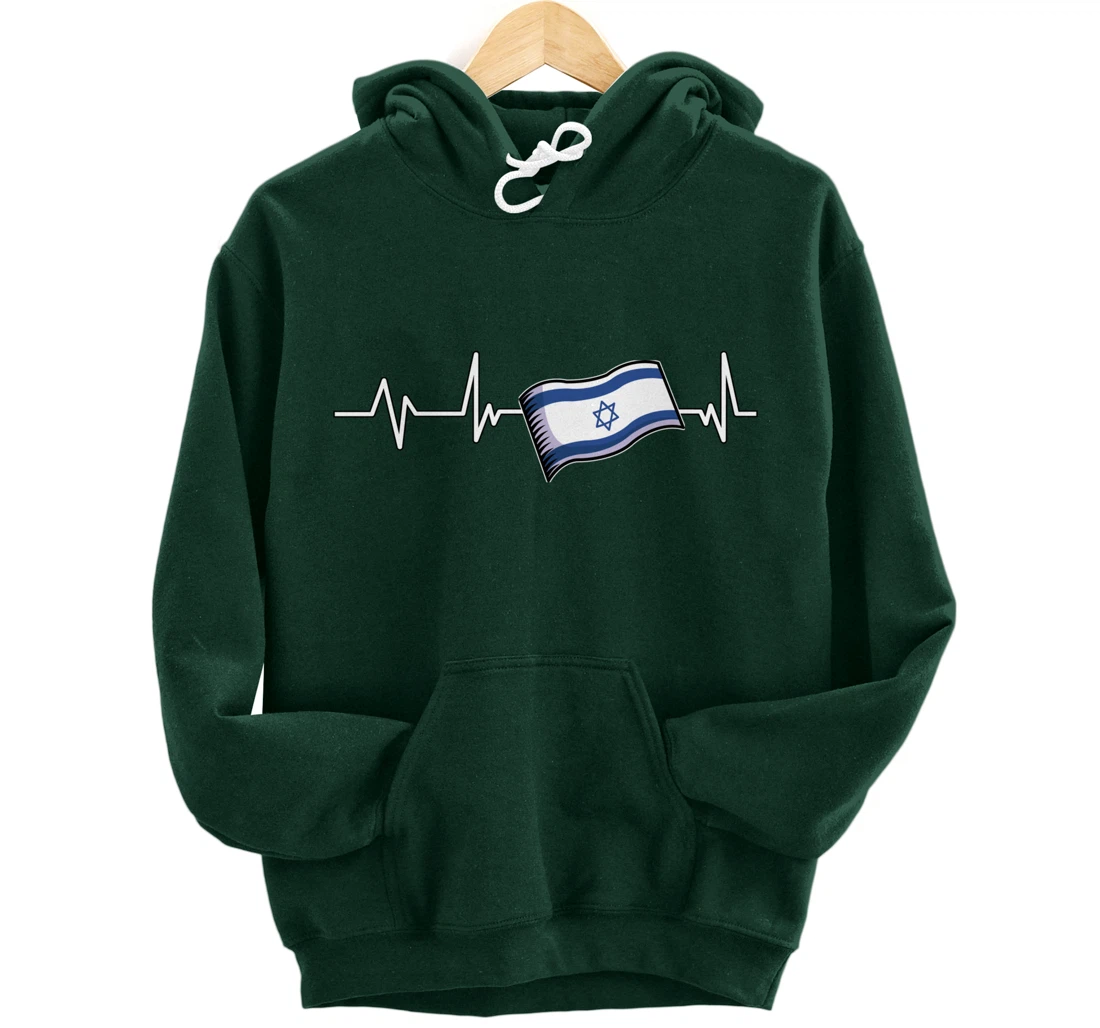 Flag Israel Heartbeat Flag Israel Gift Israel Pullover Hoodie