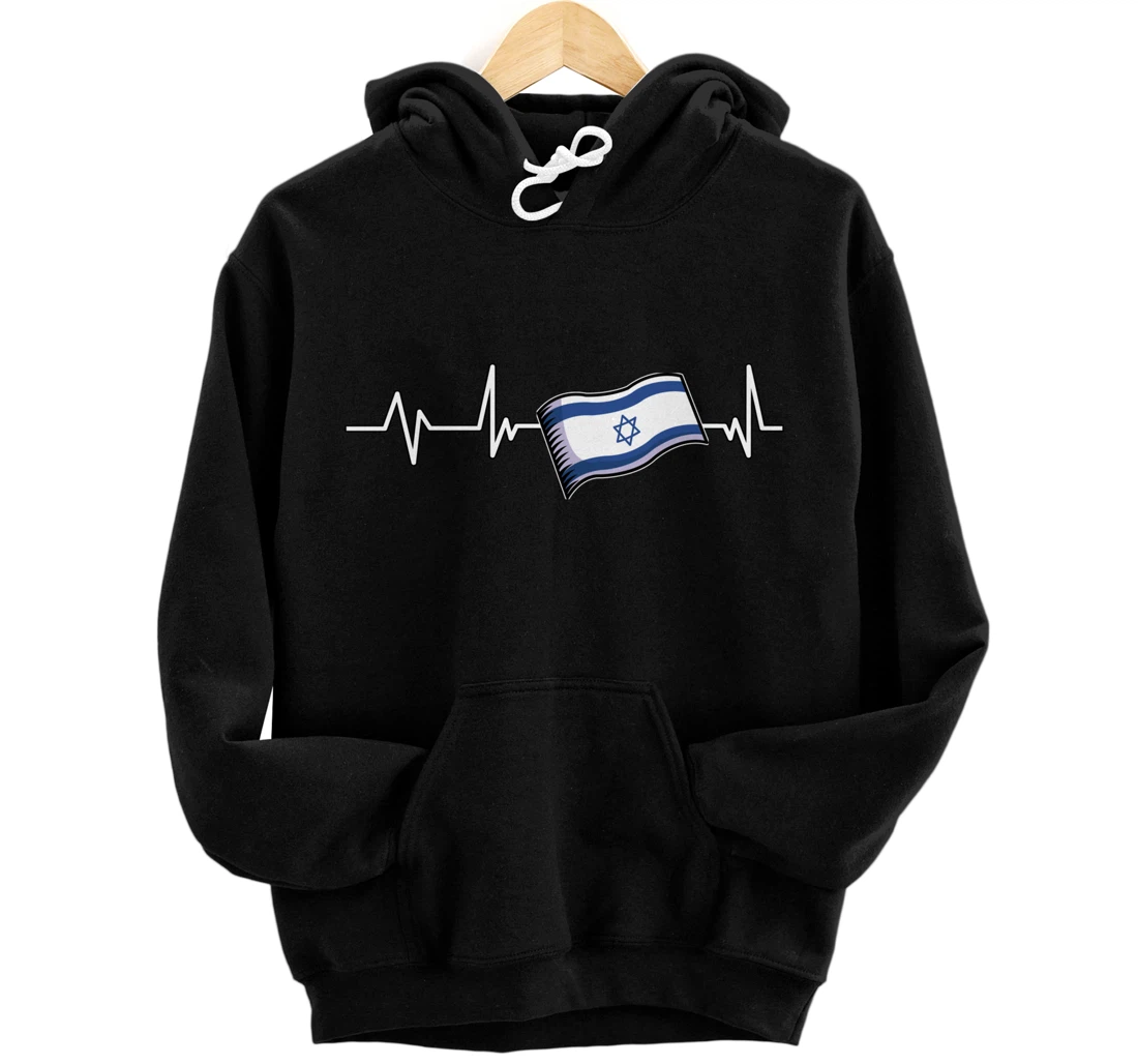 Flag Israel Heartbeat Flag Israel Gift Israel Pullover Hoodie