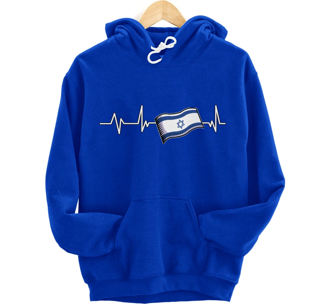Flag Israel Heartbeat Flag Israel Gift Israel Pullover Hoodie