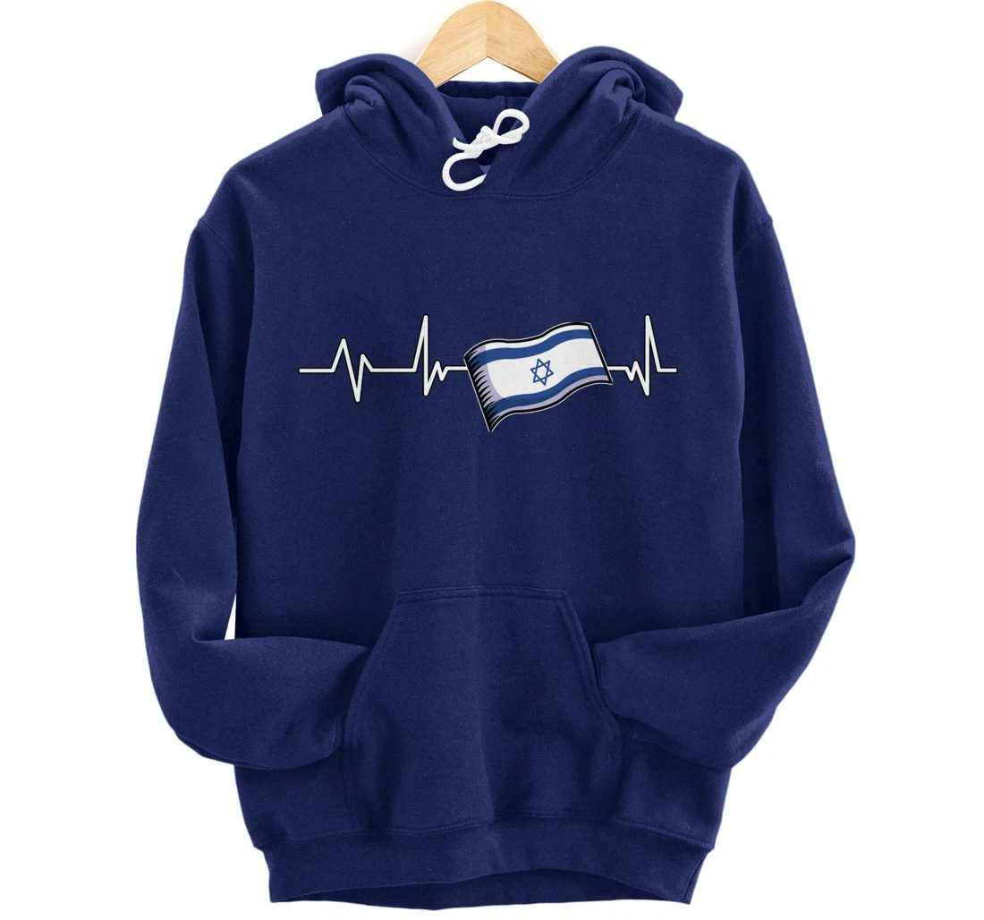 Flag Israel Heartbeat Flag Israel Gift Israel Pullover Hoodie