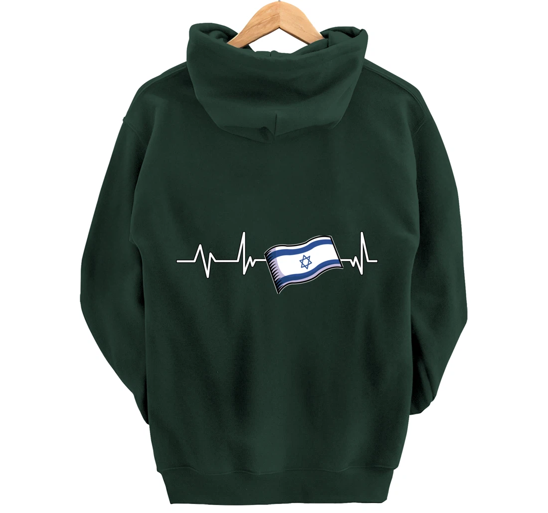 Flag Israel Heartbeat Flag Israel Gift Israel Pullover Hoodie