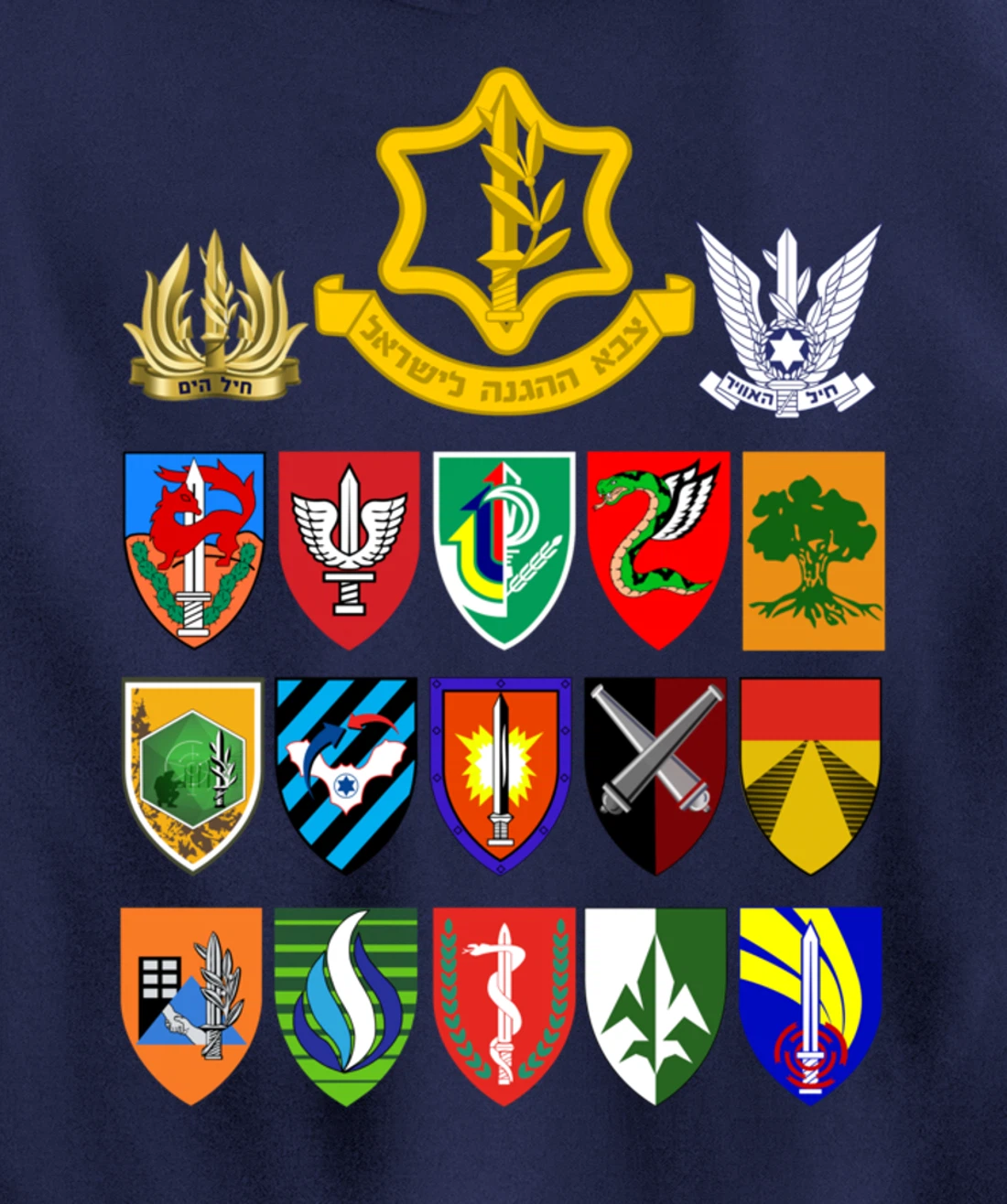 Israeli Army Units IDF Israel Defense Forces Military Tzahal Pullover Hoodie