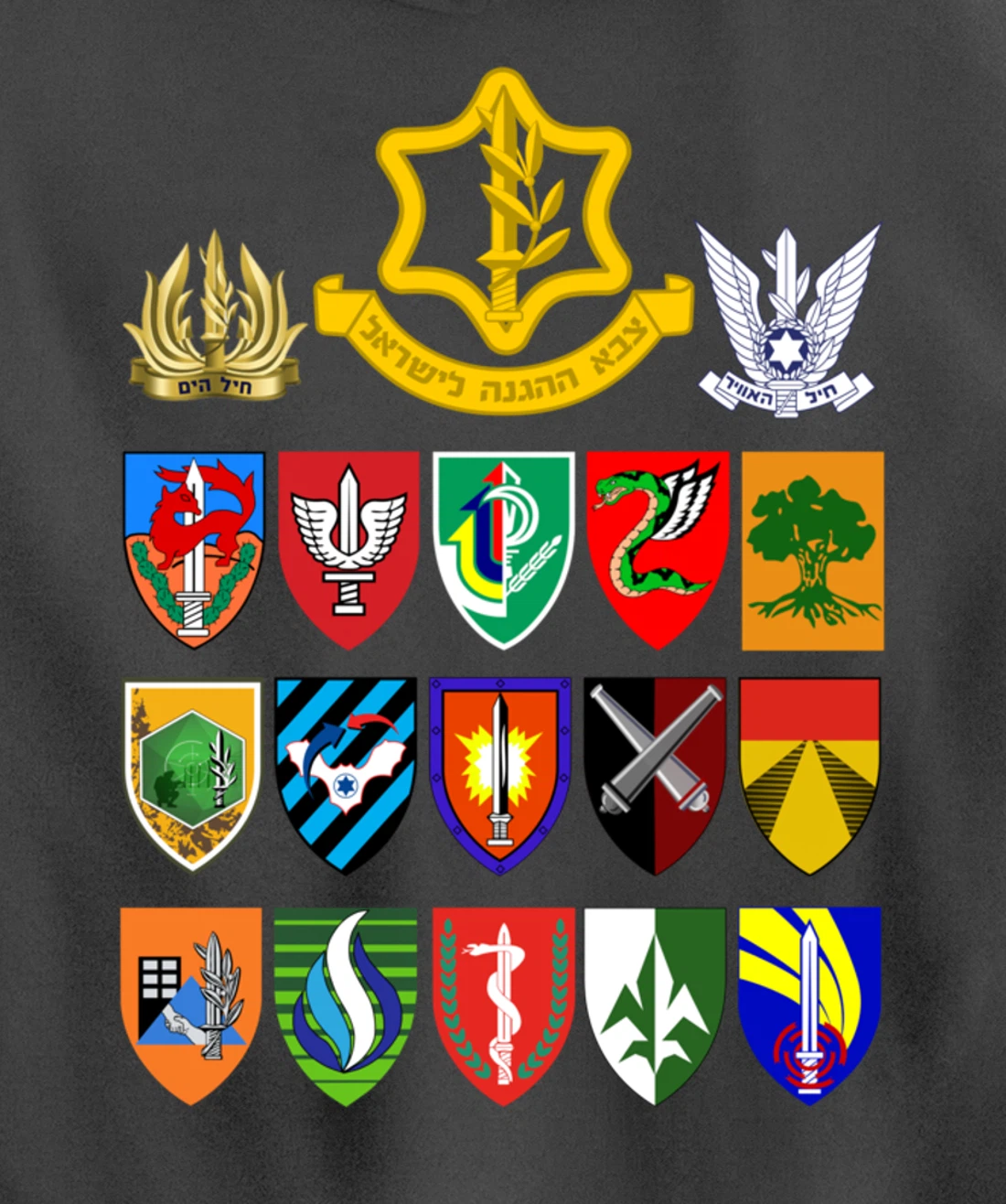 Israeli Army Units IDF Israel Defense Forces Military Tzahal Pullover Hoodie