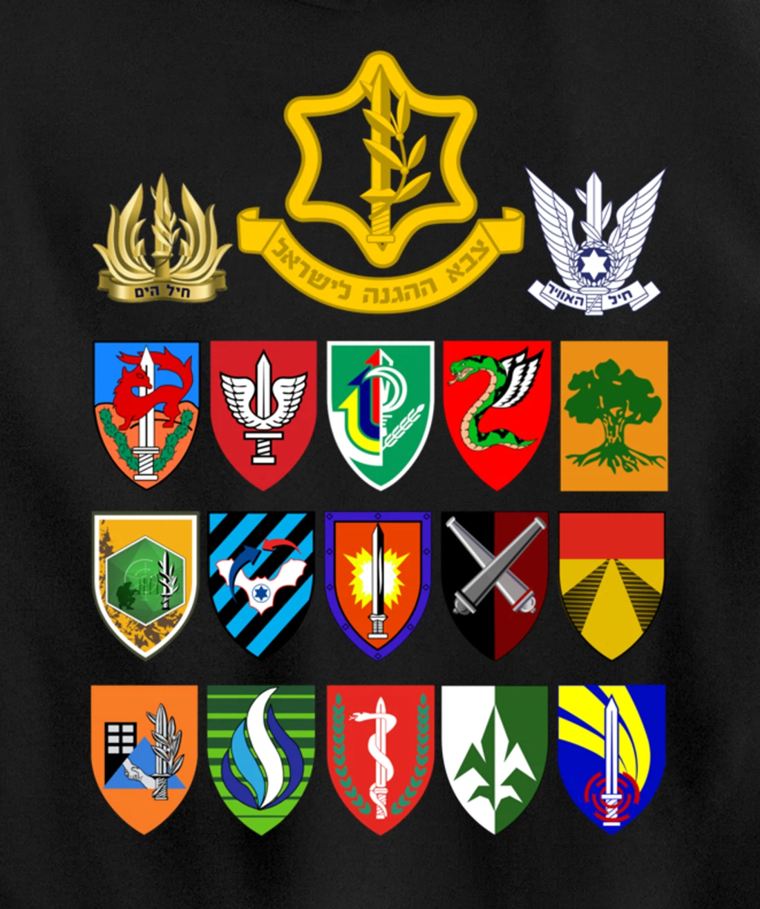 Israeli Army Units IDF Israel Defense Forces Military Tzahal Pullover Hoodie