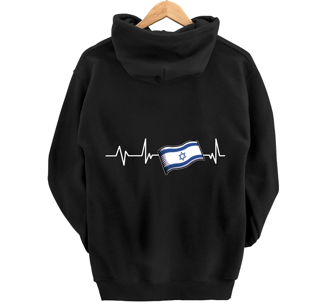 Flag Israel Heartbeat Flag Israel Gift Israel Pullover Hoodie