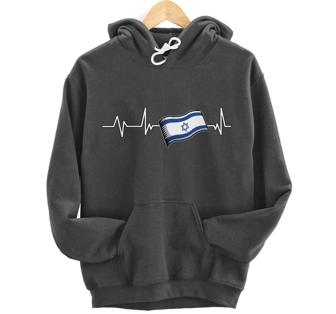 Flag Israel Heartbeat Flag Israel Gift Israel Pullover Hoodie