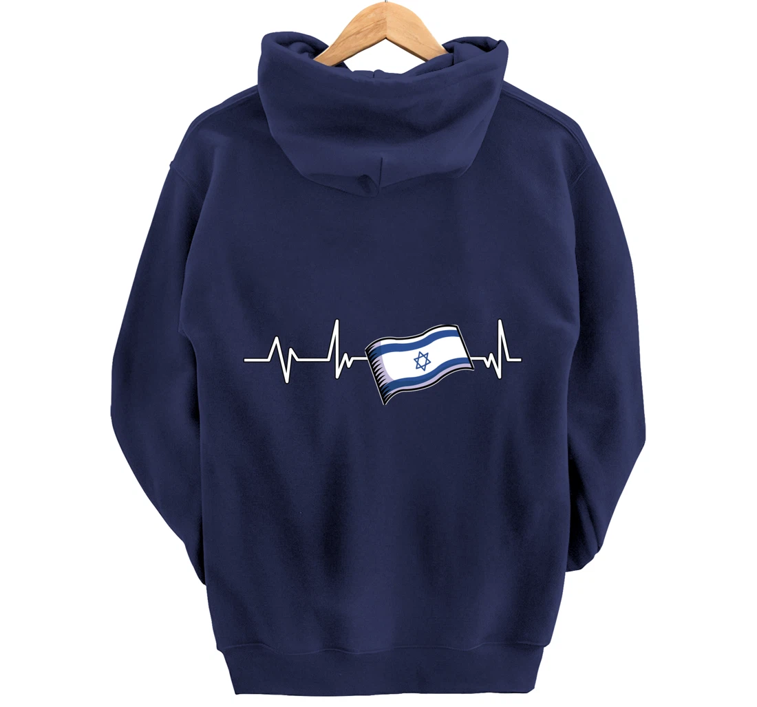 Flag Israel Heartbeat Flag Israel Gift Israel Pullover Hoodie