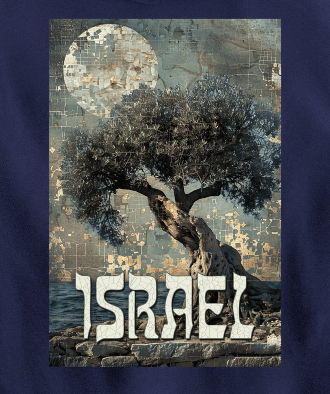 Israel Olive Tree On The Beach with Jerusalem Stones Pullover Hoodie