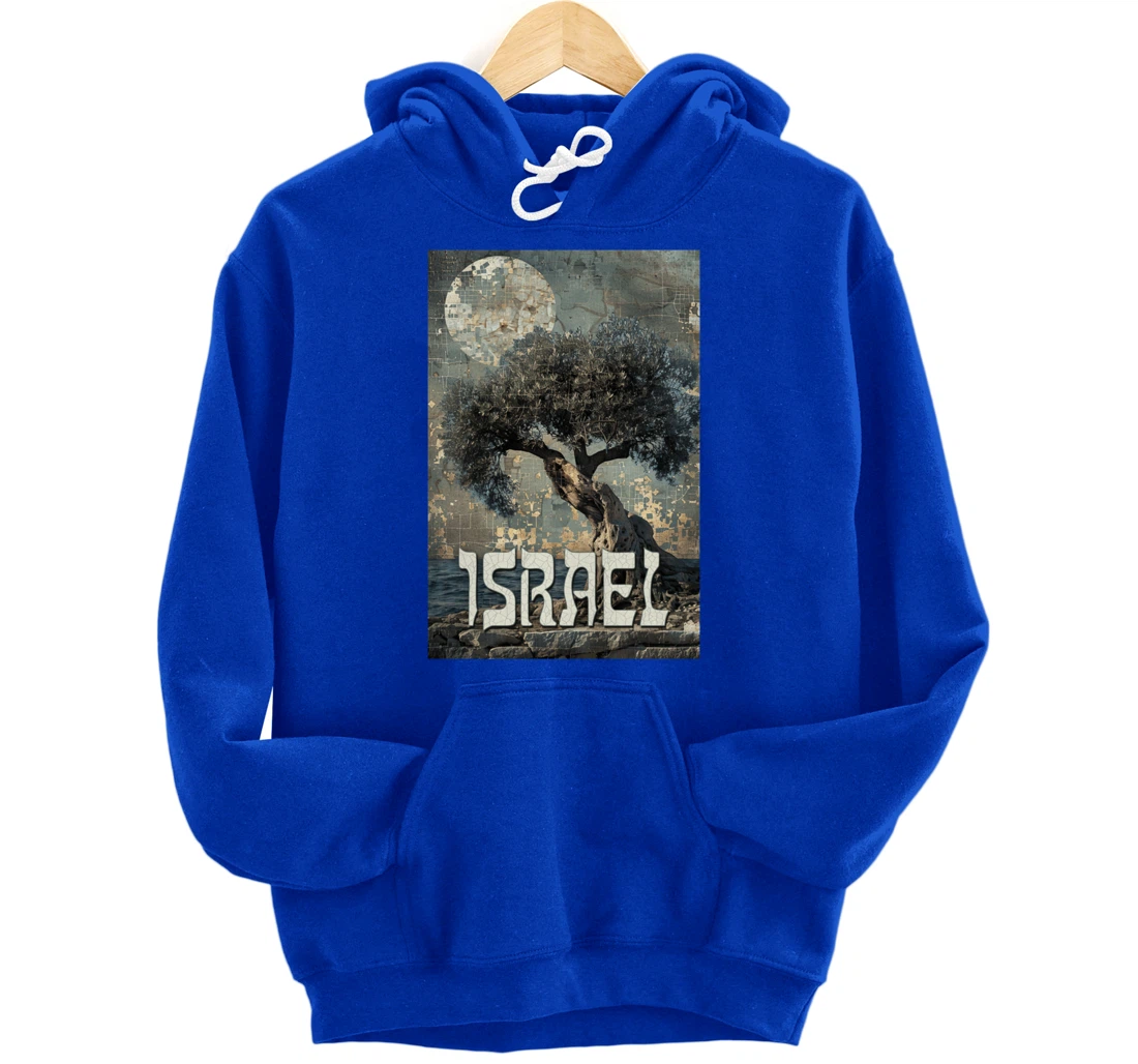 Israel Olive Tree On The Beach with Jerusalem Stones Pullover Hoodie