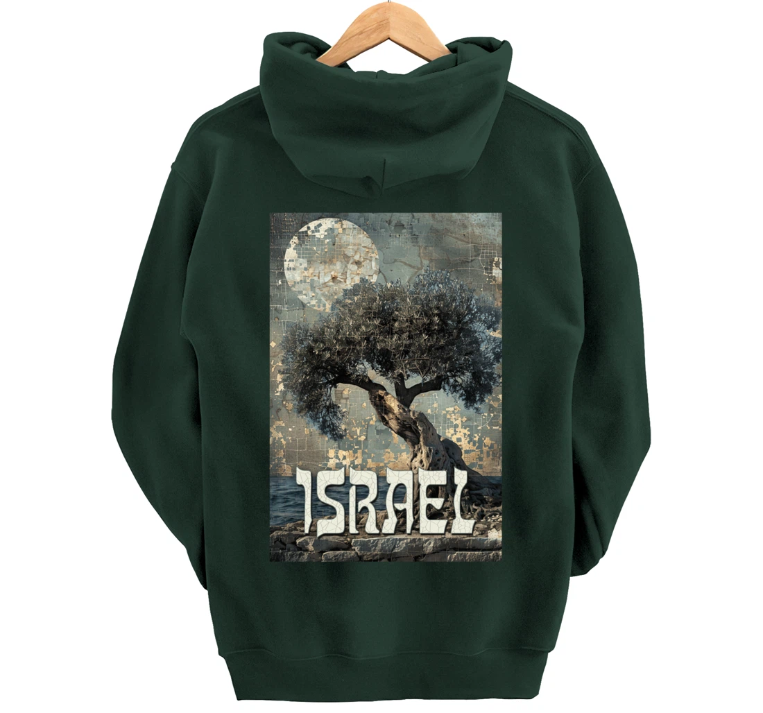 Israel Olive Tree On The Beach with Jerusalem Stones Pullover Hoodie
