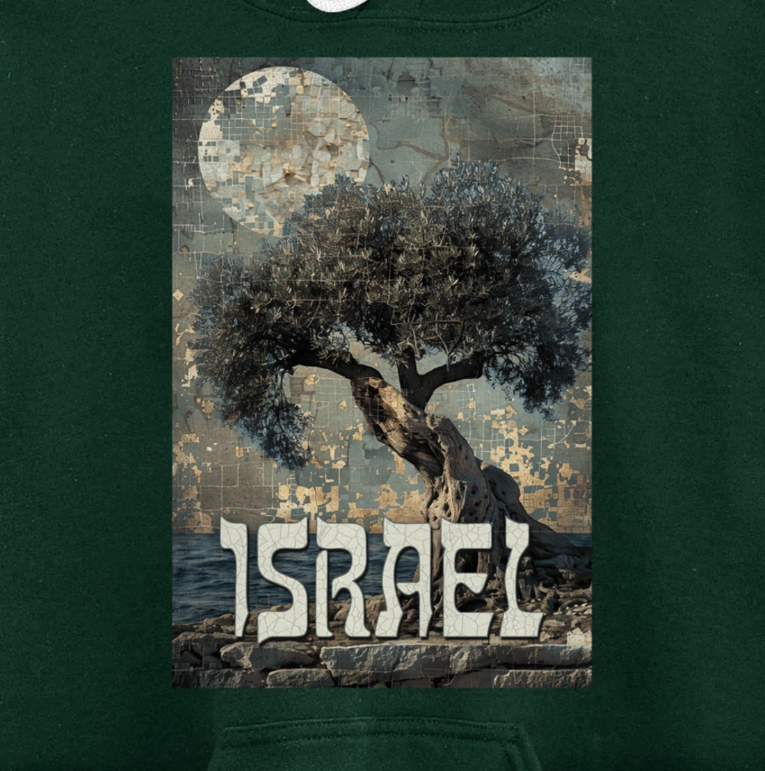 Israel Olive Tree On The Beach with Jerusalem Stones Pullover Hoodie