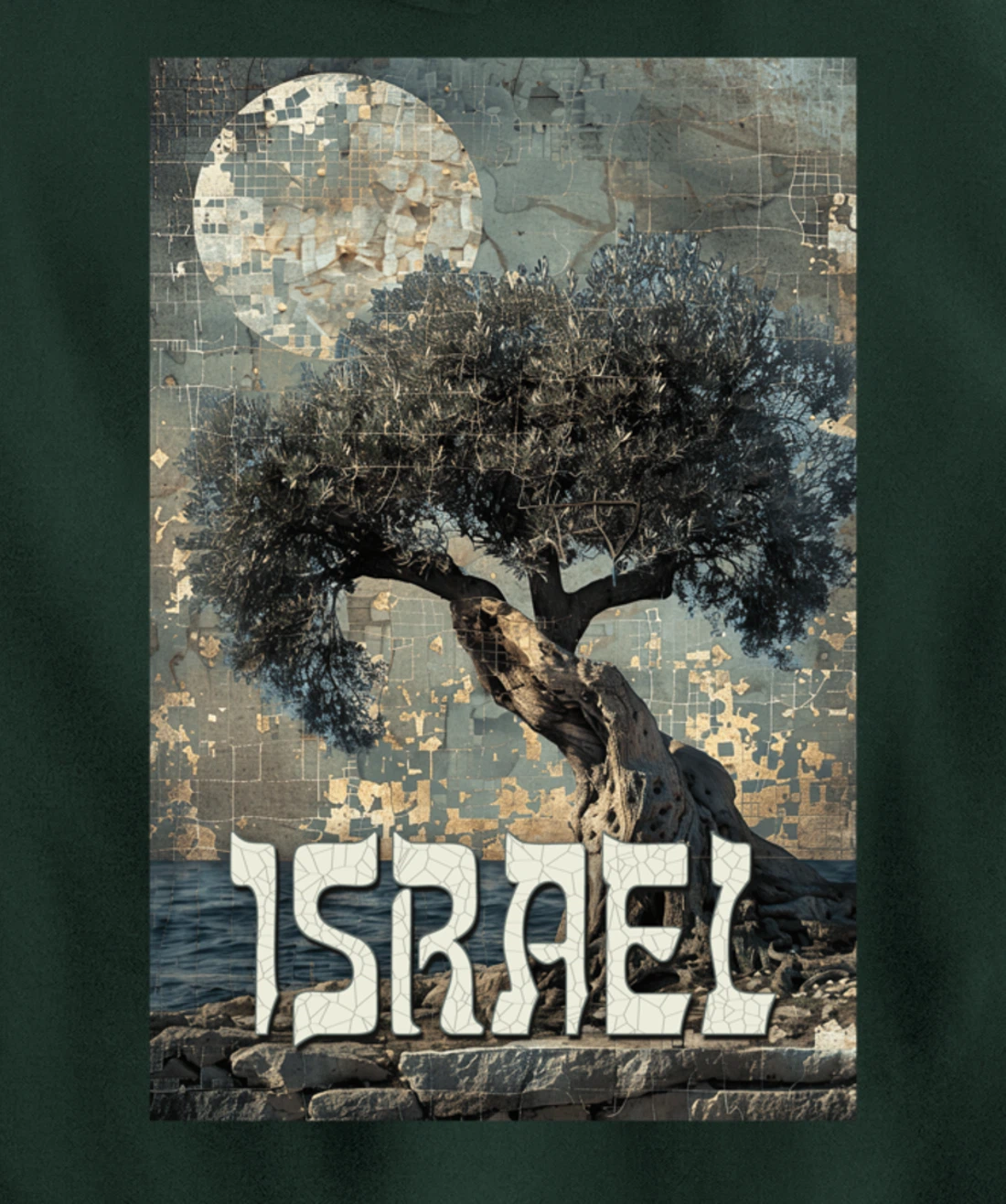 Israel Olive Tree On The Beach with Jerusalem Stones Pullover Hoodie