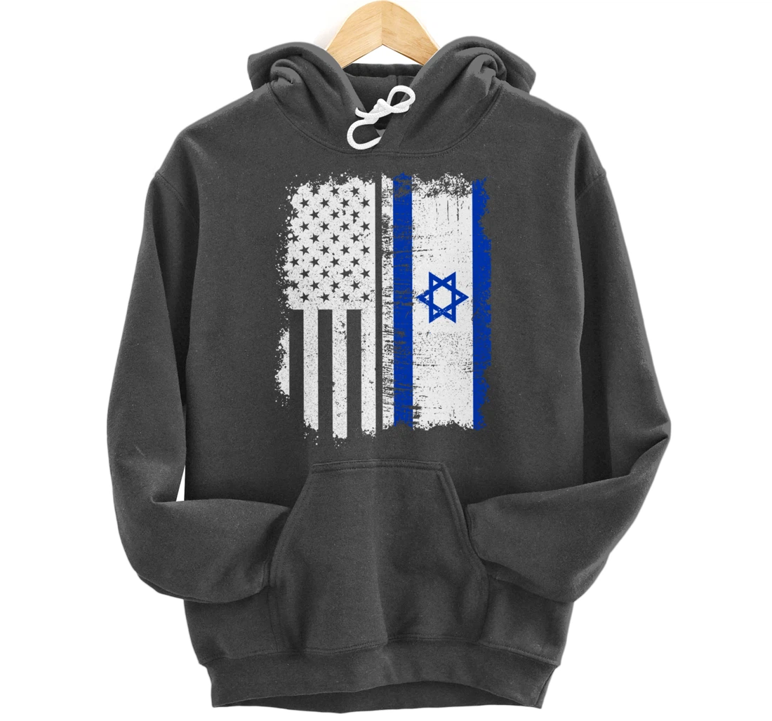USA Israel Flag Patriotic Pride Patriot USA Israel Fan Pullover Hoodie